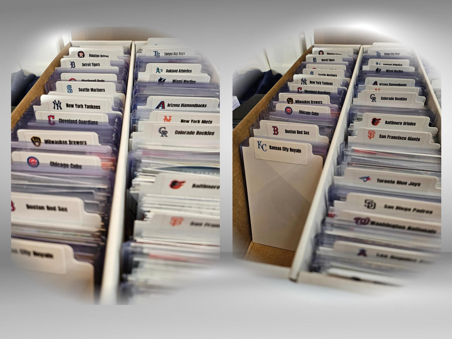 Sports Card Team Dividers Customized with Football, Baseball, Basketball, Or Hockey free Name Logos Labels -Tall