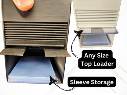 Top Loader Dispenser - With Penny Sleeves stash and Top Loader dispensing - Pokemon MTG Magic Yu-Gi-Oh! Metazoo Sports