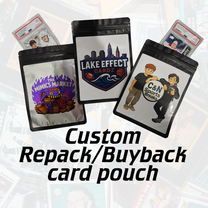 Custom card break repacks pouch bag, high resolution logo, for sports cards, TCG cards