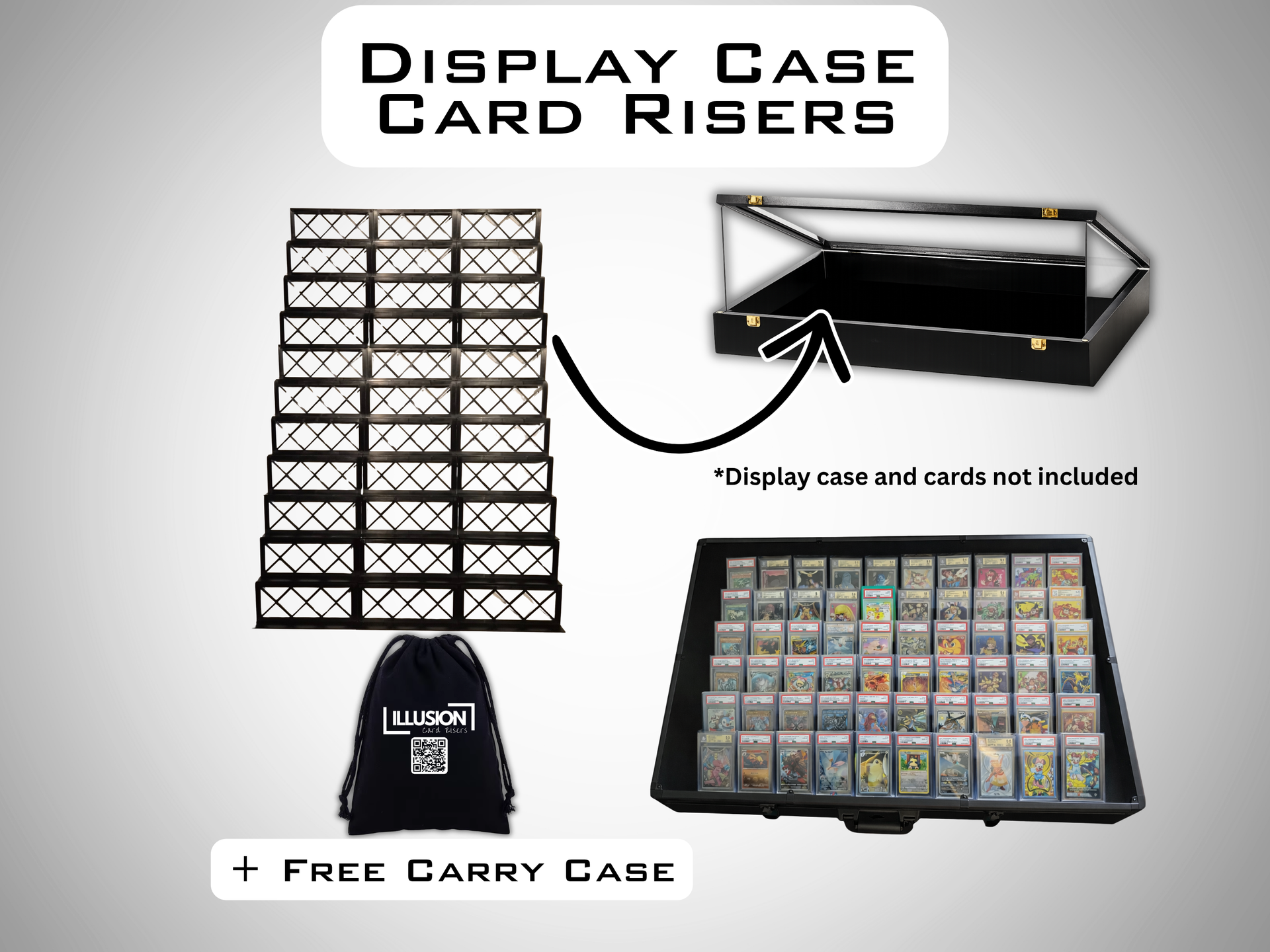 Illusion Card Risers, Display Case Card Riser Stands for your card cas – Illusion Collectibles