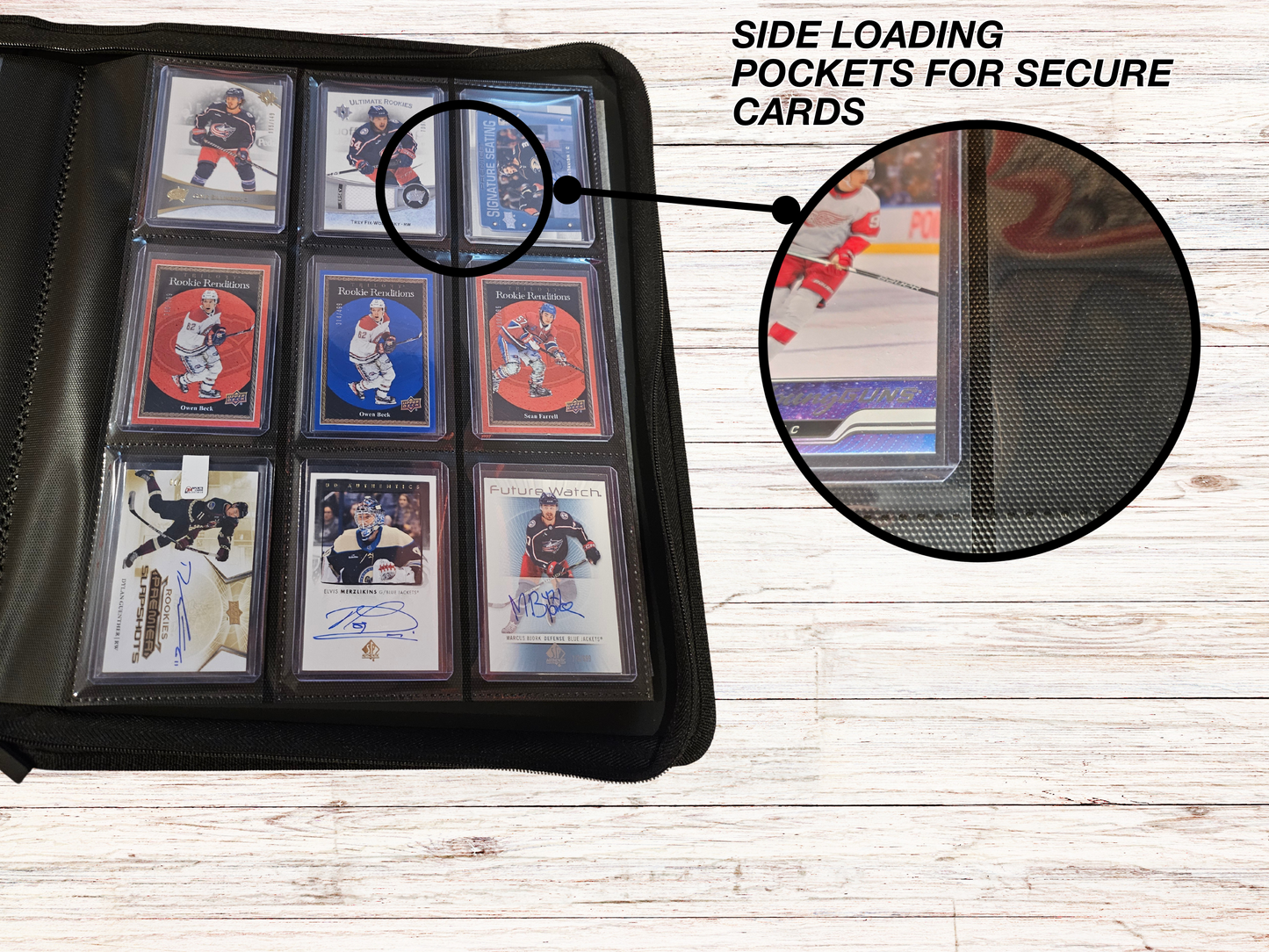 9 Pocket Trading Card Binder for Toploaders – Holds 360 Cards – PU Leather Zipper Binder – Side Loading – Pokémon, MTG, Sports Cards