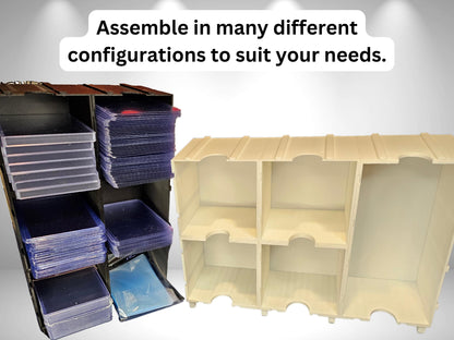 Illusion Rack Organizer - Modular storage for Sleeves, Top Loaders, team bags, trading card supply storage